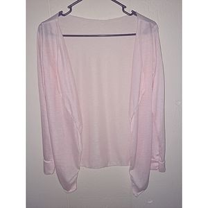 Sheer pink long sleeve cardigan sweater size Small